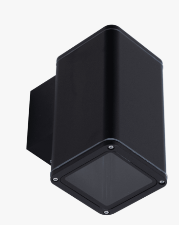 PIPER-1 BLACK WALL LIGHT SQUARE IP65 WITH E27 PAR30 LAMP
